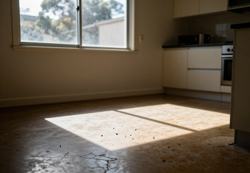 Rodent droppings in a Tamarama garage before treatment