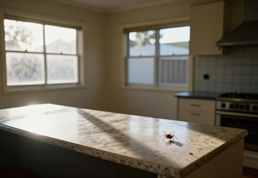 Spider webs in a Tamarama storage area before treatment